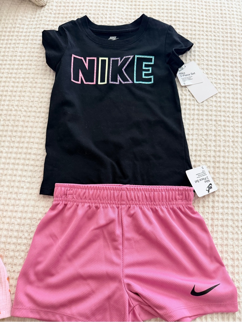 Nike Black Tee& pink shorts